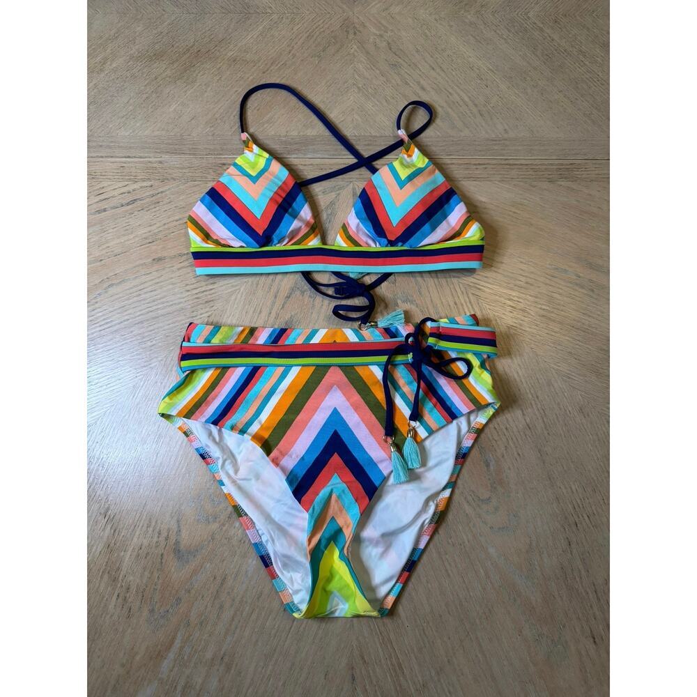 Trina Turk chevron print bikini high waisted bottom size 6
